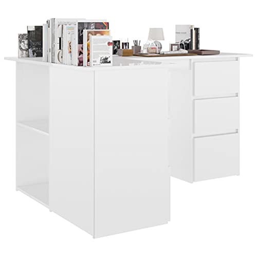 Computer Desk, Corner Desk, Simple Style Desk,Workstation Office Desk Writing,Computer Desk with Storage Locker, Space-Saving, 57.1"x39.4"x29.9" Chipboard