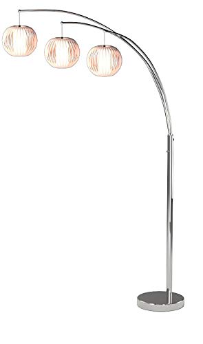 Lite Source LSF-8871PS/WHT Deion 3-Light Arch Floor Lamp, 9.25" x 18.75" x 60.25", Polished Steel Finish/White Vinyl Shade