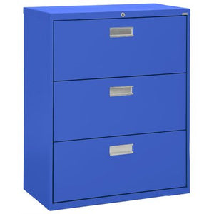 Sandusky Lee LF6A363-06 600 Series 3 Drawer Lateral File Cabinet, 19.25" Depth x 40.875" Height x 36" Width, Blue
