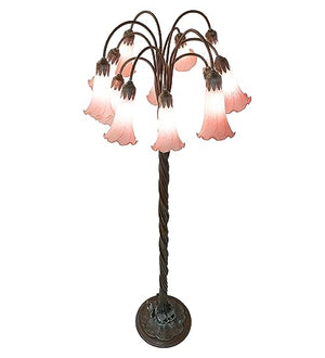Meyda Lighting Pink Tiffany Pond Lily Floor Lamp, 61" High, 12 Light