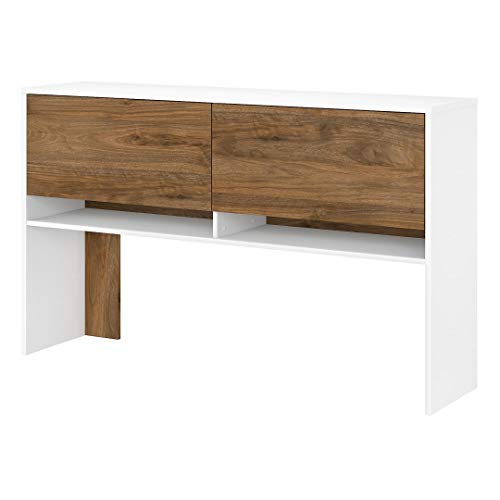 Bush Business Furniture Jamestown 61W Hutch for 72W Desk in White and Walnut