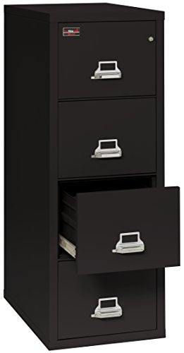 FireKing Fireproof 2 Hour Rated Vertical File Cabinet (4 Letter Sized Drawers, Impact Resistant, Water Resistant), 56.19" H x 19" W x 31.19" D, Black