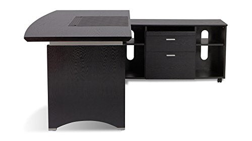 Washington Executive Desk with Return and File Cabinet - Black