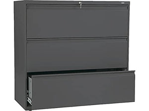 HON 800 Series Three-Drawer Lateral File, 42" x 19.25" x 40.875", Charcoal
