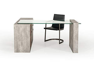 Limari Home LIM-73765 Baston Office Desk, Gray/Clear