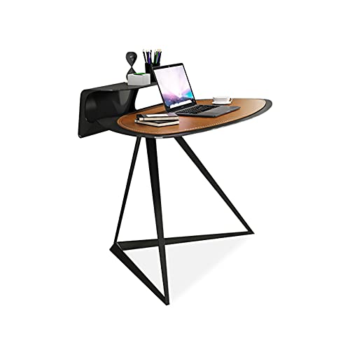 Modern Light Luxury Computer Desk with Leather Table Mat - Orange