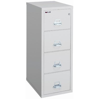 FireKing Fireproof 4-Drawer Vertical Legal File - Black Finish, E-Lock