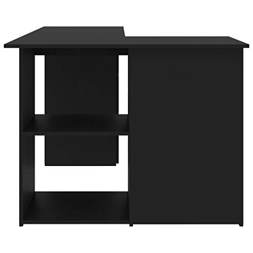 vidaXL Computer Desk, Corner Desk, Simple Style Desk,Workstation Office Desk Writing,Computer Desk with Storage Locker, Space-Saving, Easy to Assemble, 57.1"x39.4"x29.9" Chipboard