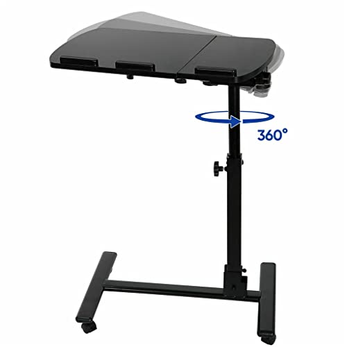 WAWJB Angle Height Adjustable Rolling Laptop Desk Over Sofa Bed Notebook Table Stand