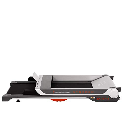 Sunny Health & Fitness No Assembly Motorized Folding Running Treadmill, 20" Wide Belt, Flat Folding & Low Profile for Portability with Speakers for USB and AUX Audio Connection - Strider, SF-T7718
