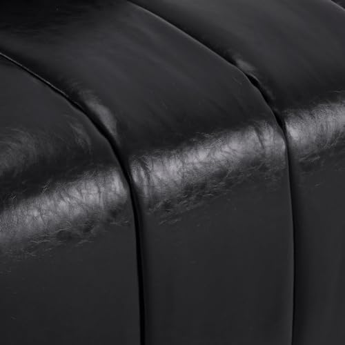 MCombo Accent Sofa Chair, Faux Leather Armless Modular Guest Reception Chair - Black