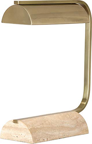 Robert Abbey Julian Modern Brass and Travertine Desk Lamp
