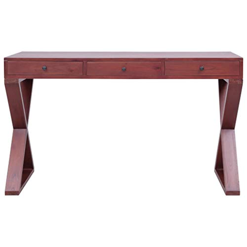 Writing Computer Desk, Solid Wood Study Writing Table, Student Desk with 3 Drawers, Home Office Workstation, Laptop PC Table for Bedroom Living Room