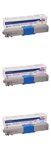 OKI 46508701, 46508702, 46508703 Cyan/Magenta/Yellow Toner Cartridge Set for C332, MC363 Printers