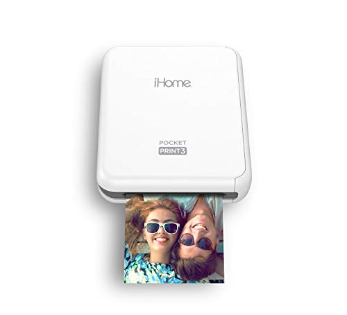 iHome® PocketPrint3™ Mobile Photo Printer, Square 3x3 inch Printouts (White)