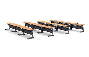 Team Tables 24 Person Folding Training Meeting Tables with Industrial Caster Z-Base, Modesty Panel, Shelf, Power+USB Outlet