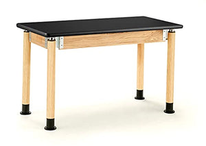 National Public Seating Height Adjustable School Science Lab Utility Table - 72" x 24" - Oak/Black HPL Top