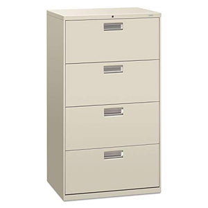 HON 600 Series 4-Drawer Lateral File Cabinet, 30-inch Wide, Light Grey