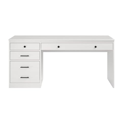 Linon Cody Wood Desk with File Cabinet in Whitewash