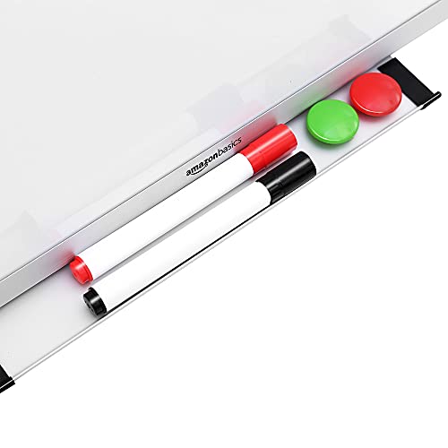 Amazon Basics Whiteboard Drywipe Magnetic with Pen Tray and Aluminium Trim, 180 cm x 120 cm (WxH)