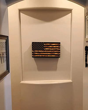 San Tan Woodworks Carved Burnt Wood Concealment American Flag. American Concealment Cabinet for The Home (Burnt)