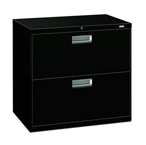 HON Brigade 2-Drawer Filing Cabinet - 600 Series Lateral Metal File Cabinet, 30"W, Black (H672)