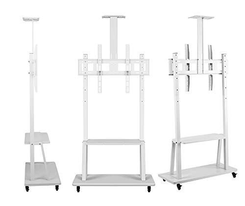 YokIma White Universal TV Stand for 32-70 Inch TVs with Wheels and AV Camera Shelf