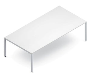 Global 8 Ft Conference Table Dimensions: 48"D X 96"W X 29"H Sleek 1" X 2" Metal Legs In Tungsten Finish 1" Thick Work Surface - White