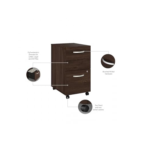 Bush Business Furniture Studio C 2-Drawer Mobile Vertical File Cabinet, Letter/Legal Size, Lockable - Black Walnut (SCF116BWSU)