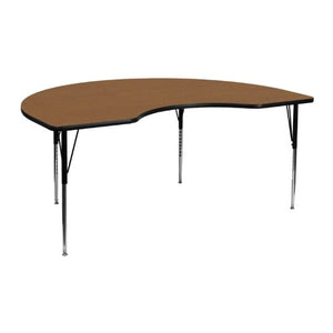 Flash Furniture 48''W x 72''L Kidney Oak Thermal Laminate Activity Table - Standard Height Adjustable Legs