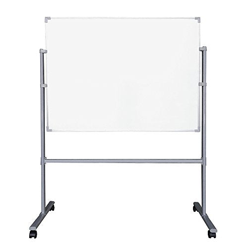 MooreCo Essentials Economy Mobile Magnetic Whiteboard Easel, 36"H X 48"W Markerboard Panel (82232)