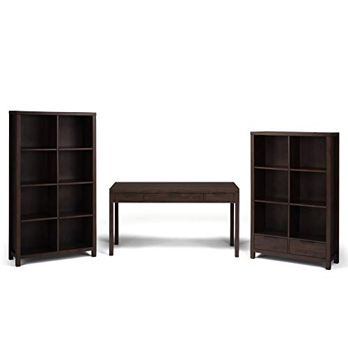 SIMPLIHOME Hollander SOLID WOOD Contemporary Modern 60 inch Wide Home Office Desk, Writing Table, Workstation, Study Table Furniture in Warm Walnut Brown with 2 Drawerss