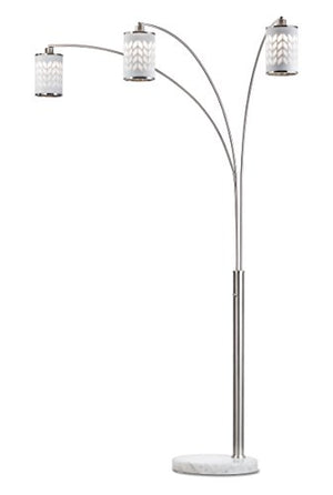 NOVA of California 2311078 Flora Contemporary Three Light Arched Floor Lamp, Metal with Weathered Brass Finish and Dimmer Switch, Modern Over The Sofa Living Room Light