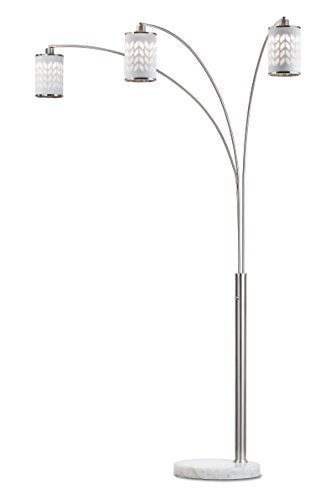 NOVA of California 2311078 Flora Contemporary Three Light Arched Floor Lamp, Metal with Weathered Brass Finish and Dimmer Switch, Modern Over The Sofa Living Room Light