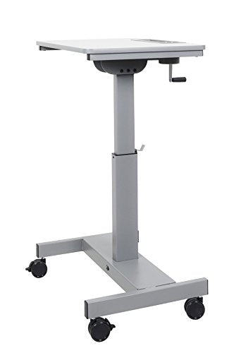 Offex Height Adjustable Student Sit Stand Desk with Crank Handle and Pencil, Water Bottle Holder - Light Gray/Medium Gray, Perfect for School, Classroom and Office