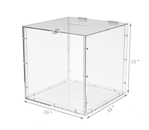 FixtureDisplays® 15x15x38" Clear Plexiglass Large Floor Standing Tithing Box Offering Box Ballot Box 14316