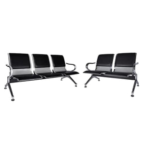 Kinfant Waiting Room Chair Bench - Guest Reception Chairs (2+3-seat, Black-Mesh+PU)