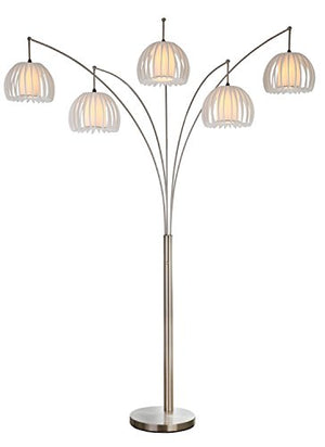 Artiva USA LED612218FSN Zucca 5-Arch Brushed Steel LED Floor Lamp with Dimmer, 89", Nickel