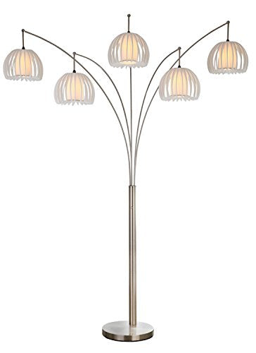 Artiva USA LED612218FSN Zucca 5-Arch Brushed Steel LED Floor Lamp with Dimmer, 89", Nickel