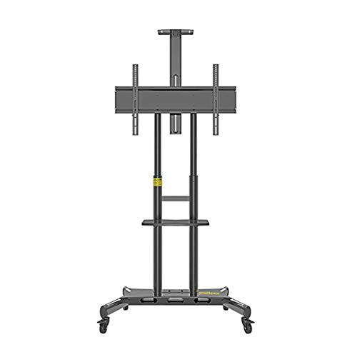 YokIma Mobile TV Stand with Wheels, Universal Rolling TV Cart for 32-75 Inch TVs, Shelf, Tray, Mount - 100 Lbs Load