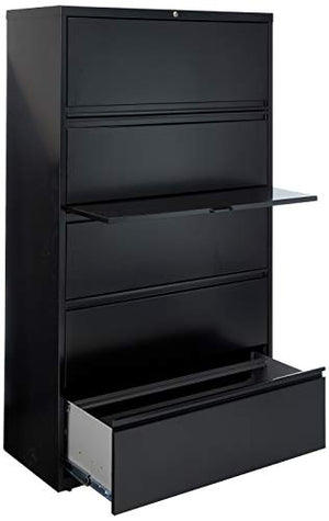 Lorell 5-Drawer Lateral File, 42 by 18-5/8 by 67-11/16-Inch, Black