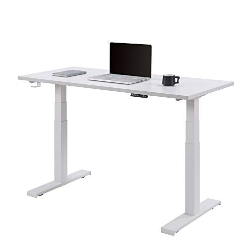 Knocbel Electric Lifting Computer Table Standing Desk, 24.6" to 49.2" Height Adjustable Home Office Workstation Writing Table, 250lbs Weight Capacity (White)