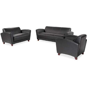 Lorell LLR68950 Leather Reception Sofa, 44" Height X 31" Width X 44" Length, Black