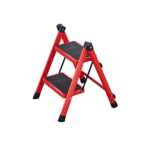 LUCEAE Folding Step Stool, 2 Steps, Sturdy Steel Ladder - Non-Slip Tread, Multi-Purpose Portable Organizer