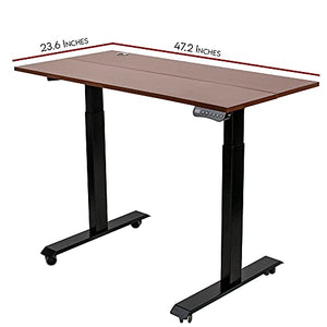 Electric Height Adjustable Standing Desk, 2-Stage Motor, 4 Memory Control Ergonomic Sit Stand Desk, 48 x 24 Inches Full Sit Stand Home Office Table with Desktop, Black Frame/Rustic Brown Split Top