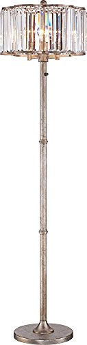 Modern Floor Lamp Soft Silver Clear Crystal Glass Shade for Living Room Reading Bedroom Office - Vienna Full Spectrum