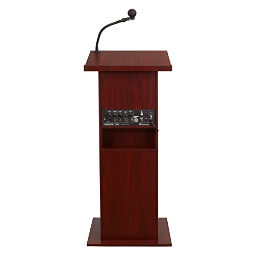 Oklahoma Sound 111PLS-MY/LWM-6 Power Plus Lectern & Tie Clip Mic, Mahogany