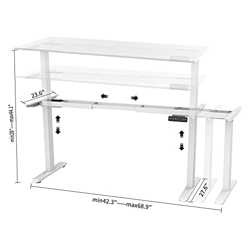 Wistopht Electric Stand up Desk Frame, Dual Motor Height Adjustable Sit Stand Standing Desk Cable Management Rack Base Workstation, Heavy Duty Table Frame with Memory Controller