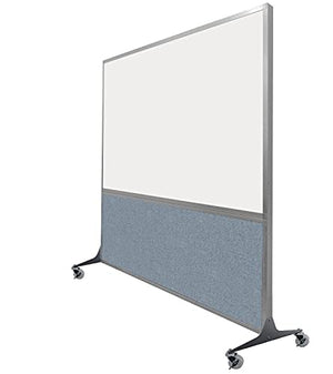 DivideWrite Mobile Whiteboard Room Divider – Double Sided Dry Erase Board Cubicle Partition Ocean Fabric 4' Wide X 6' Tall