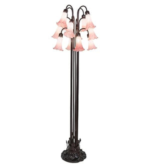Meyda Lighting Pink Tiffany Pond Lily Floor Lamp 63" High - 12 Lights